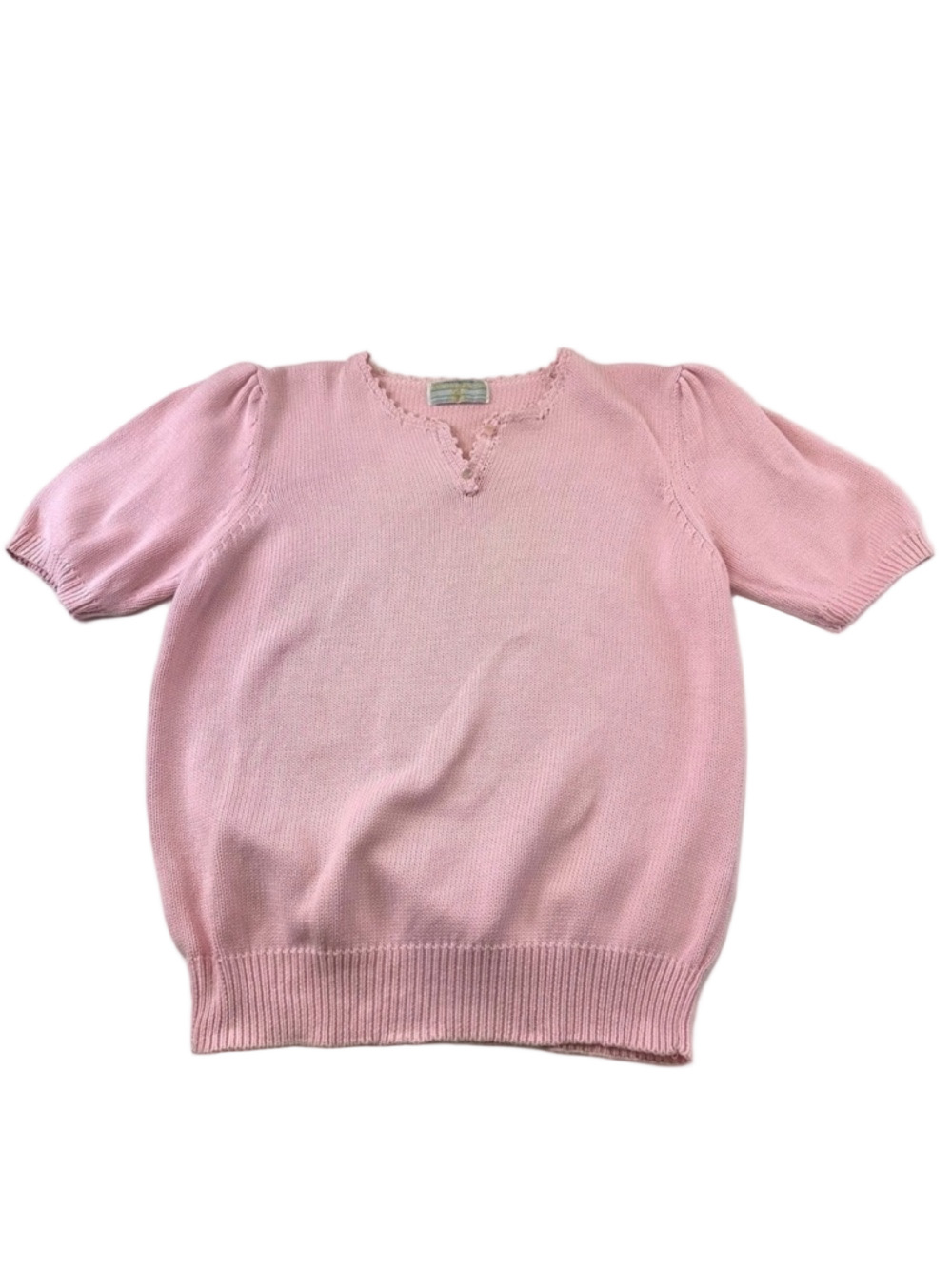 Vintage 90s pink cotton top Size Medium Short sleeve Cottagecore Feminine